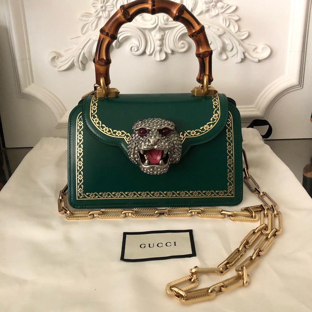 Gucci Emerald Green Thiara Small bamboo top handle